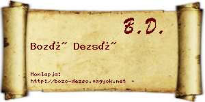Bozó Dezső névjegykártya
